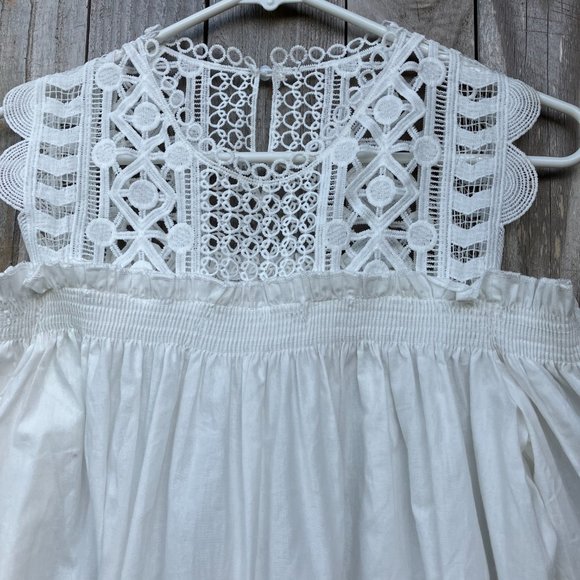 NWOT "COLD SHOULDER" White Eyelet Lace Tank Boho Blouse sz S (no brand) - Picture 4 of 6